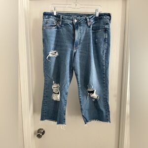 Old Navy | Ripped Ankle Jeans in Light Blue | Size 14 petite